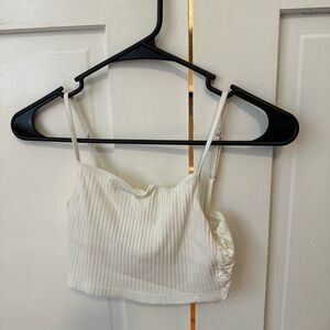 White Ribbed Women's Crop Top